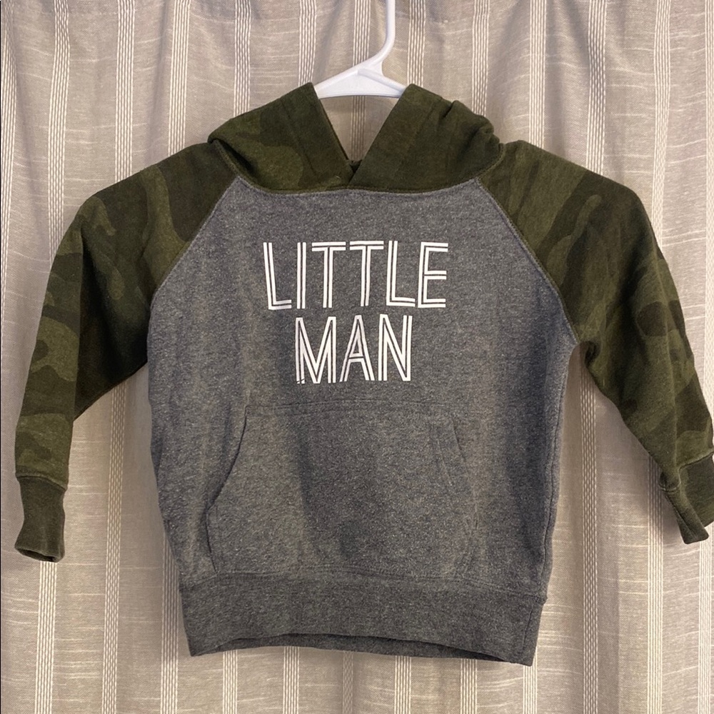 Little Man Kids Hoodie - Gray and Green